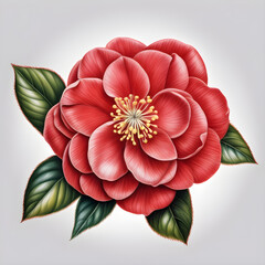 Vibrant Camellias: Capturing the Beauty of Spring.(Generative AI)