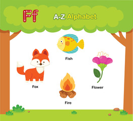 Alphabet Letter F education vocabulary illustration vector