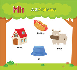 Alphabet Letter H education vocabulary illustration vector