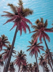 Fototapeta na wymiar Majestic palm trees against a vibrant cyan sky