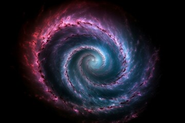 Vortex galaxy's remote spiral observed via telescope. Generative AI