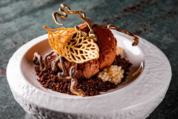 chocolate dessert in white bowl