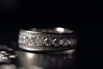 Close-up of a beautiful diamond ring. Generative AI