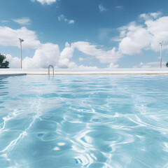 3d illustrated outdoor sea, water, with blue sky, sunny day, for holiday, diving, swimmig
