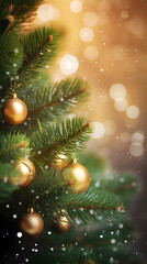 Obraz na płótnie Canvas Christmas green spruce tree. AI generated image.