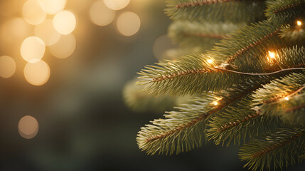 Christmas green spruce tree. AI generated image.