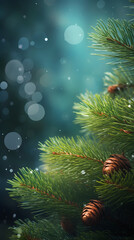 Fototapeta na wymiar Christmas green spruce tree. AI generated image.
