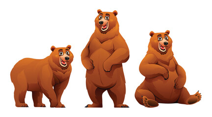 Set of bear cartoon characters illustration isolated on white background