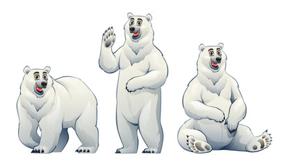 Set of polar bear cartoon characters illustration isolated on white background © YG Studio