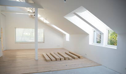 very modern, beautiful bright loft apartment with newly laid, glued parquet floor, not yet...