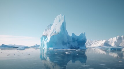 Frozen Beauty: Glacial Landscape of Snow-Capped Mountains, Icebergs, and Sea Ice