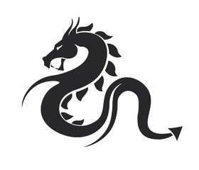 Beast dragon silhouette, folk creature animal