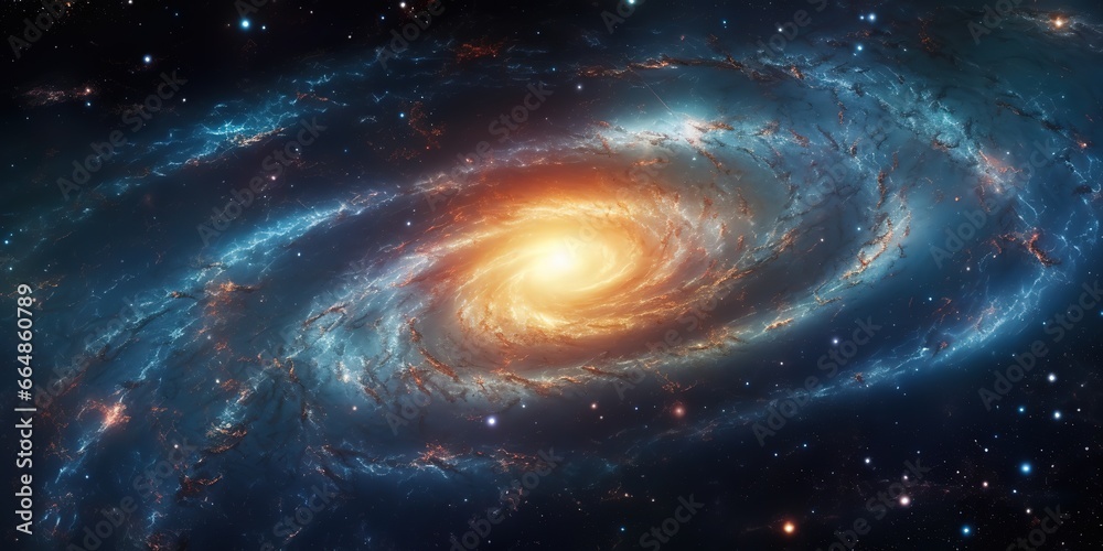 Wall mural rotating galaxy in outer space. generative ai