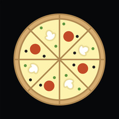 pizza icon, linear simple, vector illustration 