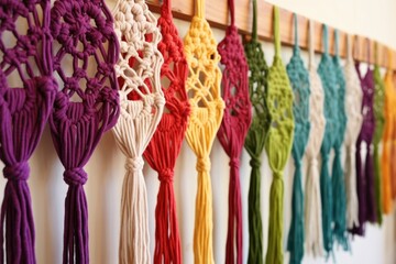 intricate knots of colorful macrame wall decor
