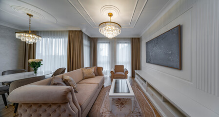 Living room in a modern apartment. Studio.