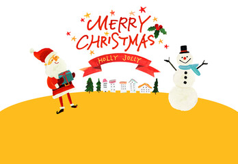 Illustration depicts a stylish hand-drawn Christmas scene with handwritten words 