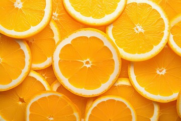 Orange fruit slices citrus arrangement full frame background.