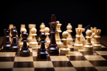 chessboard with mid-game pieces