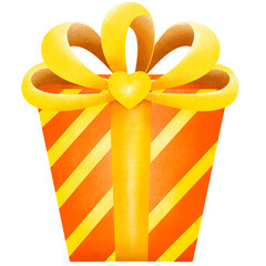 orange gift box with ribbon