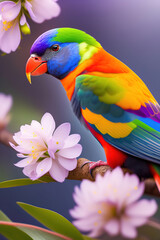 bright, colorful, beautiful tropical parrot Ai