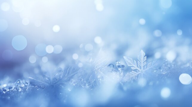 Blue lights abstract blur winter background