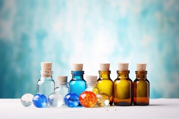 set of homeopathy medicines in glass bottles