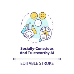 2D editable thin line icon socially conscious and trustworthy AI concept, isolated vector, multicolor illustration representing arena.