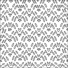 Black lines on white background.
Wallpaper with figures from lines. Abstract geometric black and white pattern for web page, textures, card, poster, fabric, textile. Monochrome repeating design. 