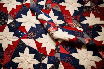 Naklejka premium detailed close-up of a complex patchwork quilt