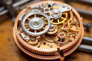 an intricate watch spring coiled on a workshop table