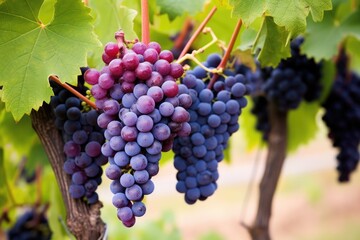 Fototapeta premium purple grapes in vines ready for harvest