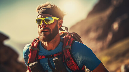 Athletes conquer the wild in grueling ultramarathon trail races. - obrazy, fototapety, plakaty