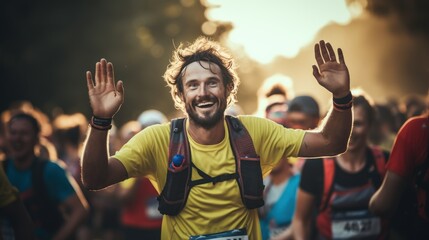 Athletes conquer the wild in grueling ultramarathon trail races. - obrazy, fototapety, plakaty