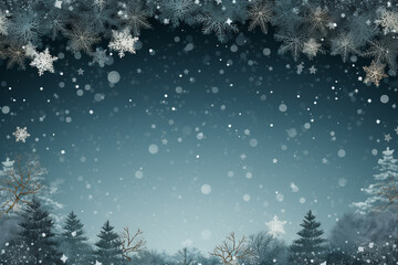 Illustration, featuring a blue-themed winter background adorned with classic seasonal elements, perfect for sending warm wishes on postcards. Ai generated