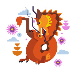 Dragon creature Chinese mythology personage vector