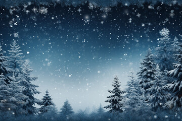 Illustration, featuring a blue-themed winter background adorned with classic seasonal elements, perfect for sending warm wishes on postcards. Ai generated