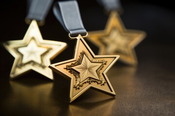 close-up of pin style community service awards