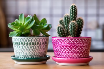 two similar looking cacti placed side by side in pots