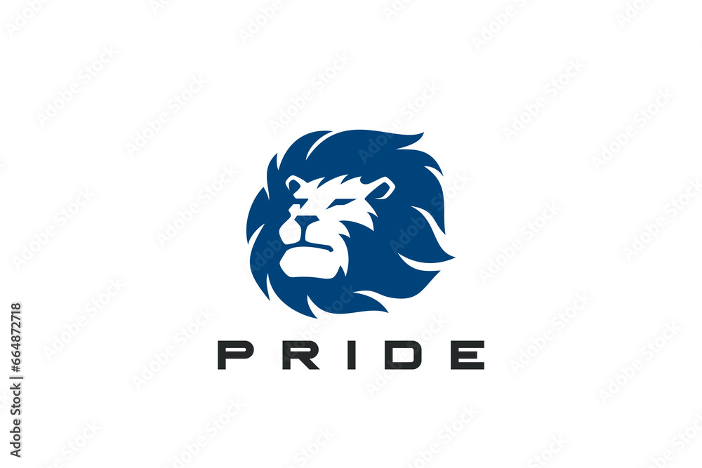 Aufkleber lion head face logo abstract design vector template negative space style.