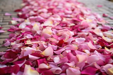 Obraz premium close-up of flower petals strewn for an aisle walk