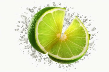 fresh lime slice with transparent background. Generative AI