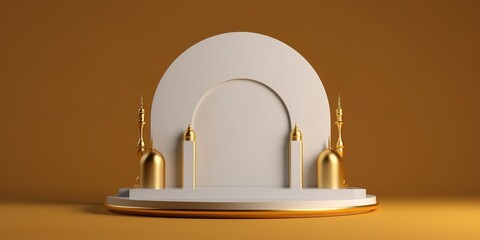 background of a luxurious gold mini mosque. Generative Ai