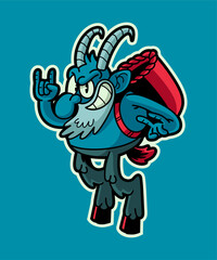 Scary Krampus. Christmas Cartoon Character Illustration.
