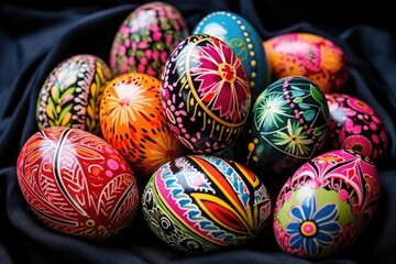 Fototapeta na wymiar easter eggs painted with vibrant colors and patterns