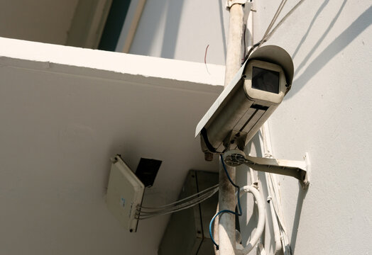 security camera on a wall