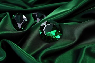 dark emerald on a black cloth