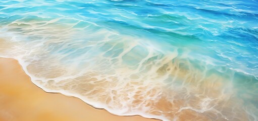 Fototapeta na wymiar expanse of waves on a white sandy beach. Generative AI