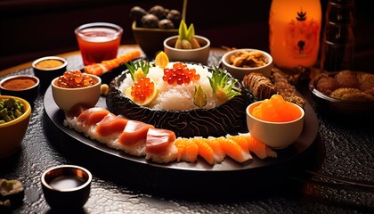 sushi with various flavors. generative Ai