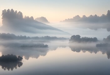 Fototapeta premium misty morning on the lake